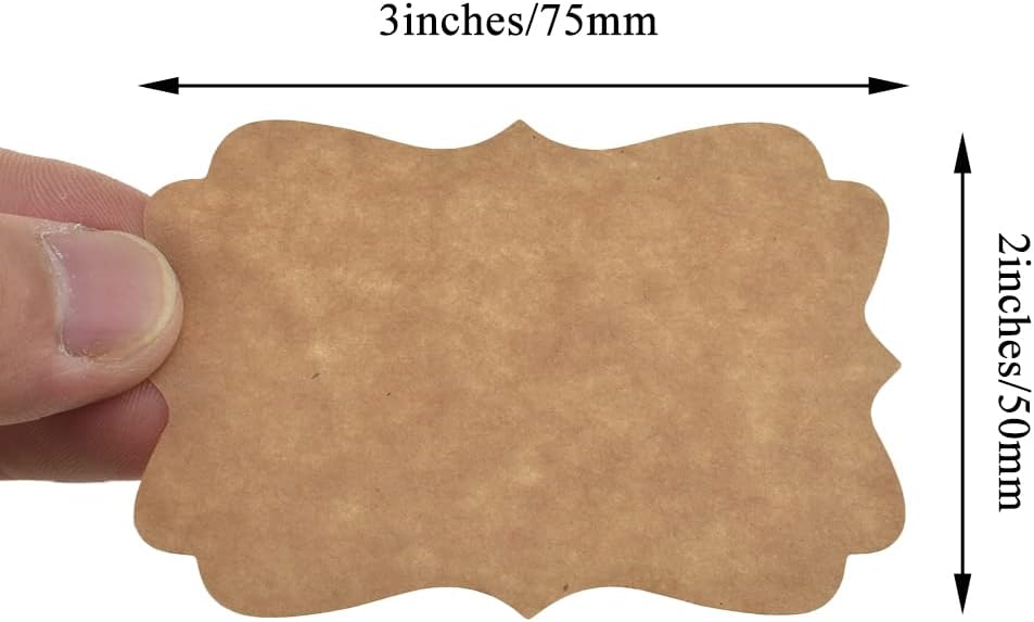 HAHIYO 3*2Inches 150Pcs Natural Brown Kraft Sticker Rectangles of 3 different shapes Label Sticker Roll Blank label Sticker to Write On Permanent Adhesive Dot Sticker for Jar Canning Label Price Tag