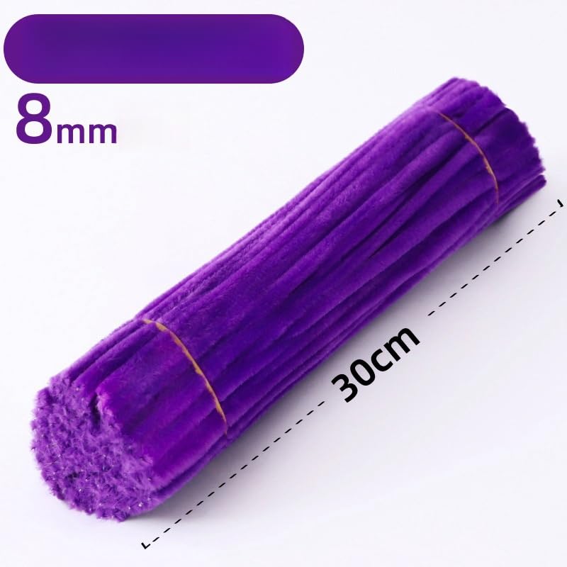 100 Pieces Pipe Cleaners Chenille Stem, Pastel Candy Color Pipe Cleaners Set for Pipe Cleaners DIY Arts Crafts Decorations, Chenille Stems Pipe Cleaners (Purple)