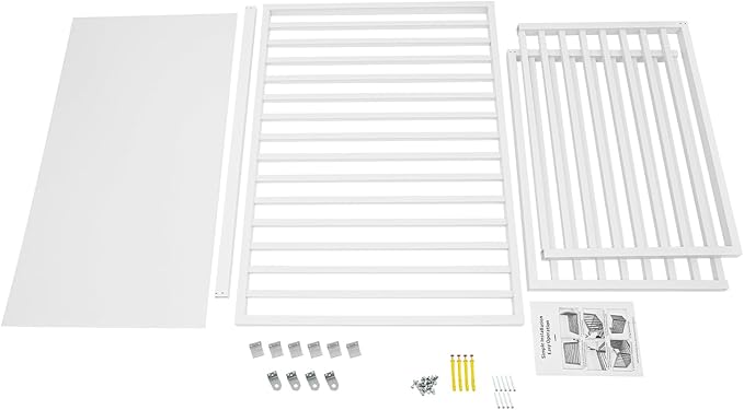 White Air Conditioner Fence with Top Cover, 4 Panels 43.3 "L x 23.6 "W x 31.5 "H Privacy Fence Panels for Outside, Freestanding Metal Trash Can Hider Outdoor, No-Dig Air Conditioner Sun Blocker Kit