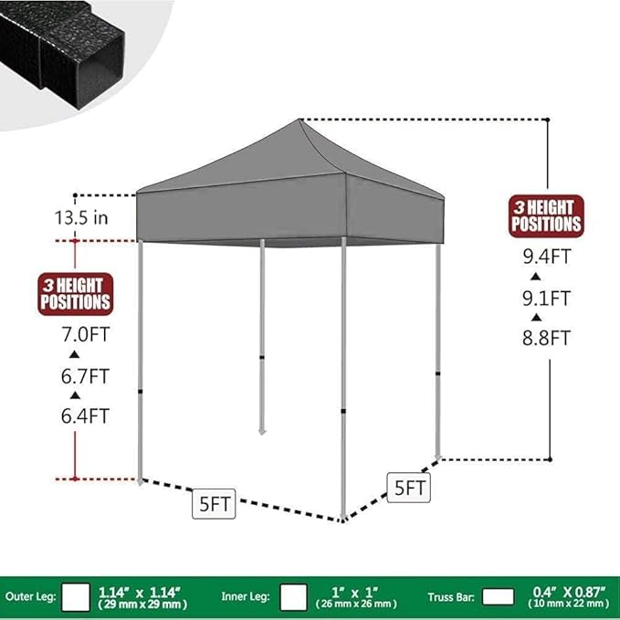 Eurmax USA 5'x5' Pop Up Canopy Tent Commercial Instant Canopies with Heavy Duty Roller Bag,Bonus 4 Sand Weights Bags (Forest Green)