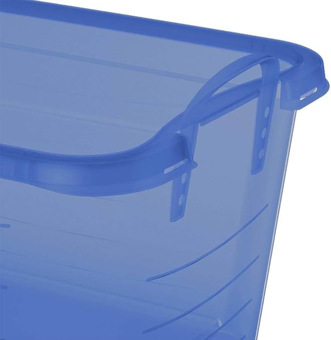 Life Story 6 Pack Light Duty Stackable Storage Bin, 55 Quart Home Organizer, Versatile Lightweight Locking Bins with Carrying Handles, Blue