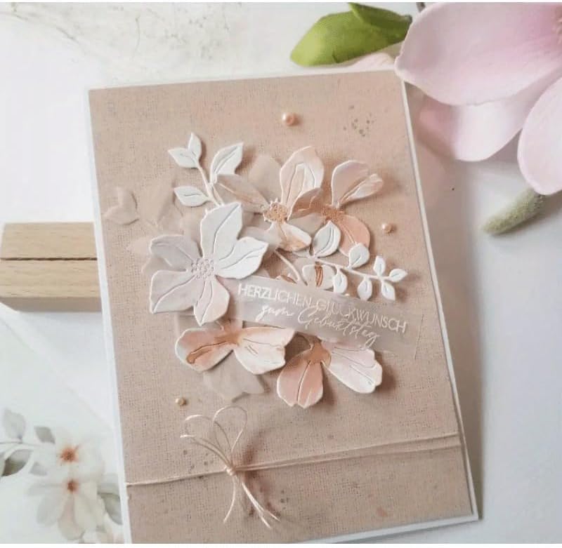 Lapoo Metal Cutting Die for Scrapbooking, 3D Backgrounds Frame New Cutting Dies DIY Album Card Making Decor Paper Craft Metal Die Cuts Party Wedding Decorations (Flower Branches 4.7 x 4.1 in)