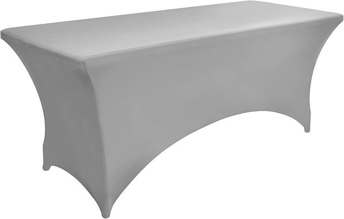 114 10-Pack 6ft Spandex Table Covers for Rectangle Standard Folding Tables - Wrinkle Resistant Stretch Tablecloths - Ultimate Fitted Table Protector for Parties, Banquet, and Wedding