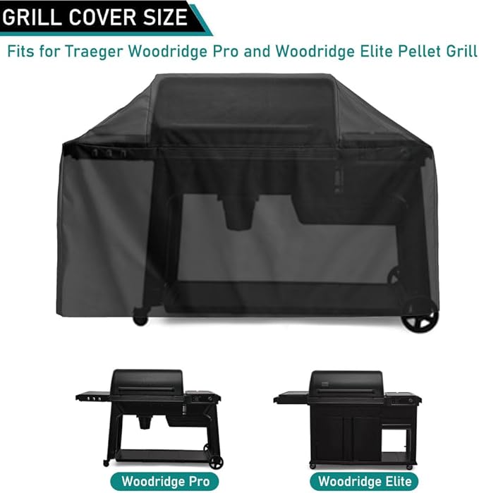 ZJYWSCH Grill Cover for Traeger Woodridge Pro & Woodridge Elite Wood Pellet Grill Smoker Outdoor Waterproof for Traeger TFB97JLH TFC97XLH Full Length Cover BAC776 Heavy Duty