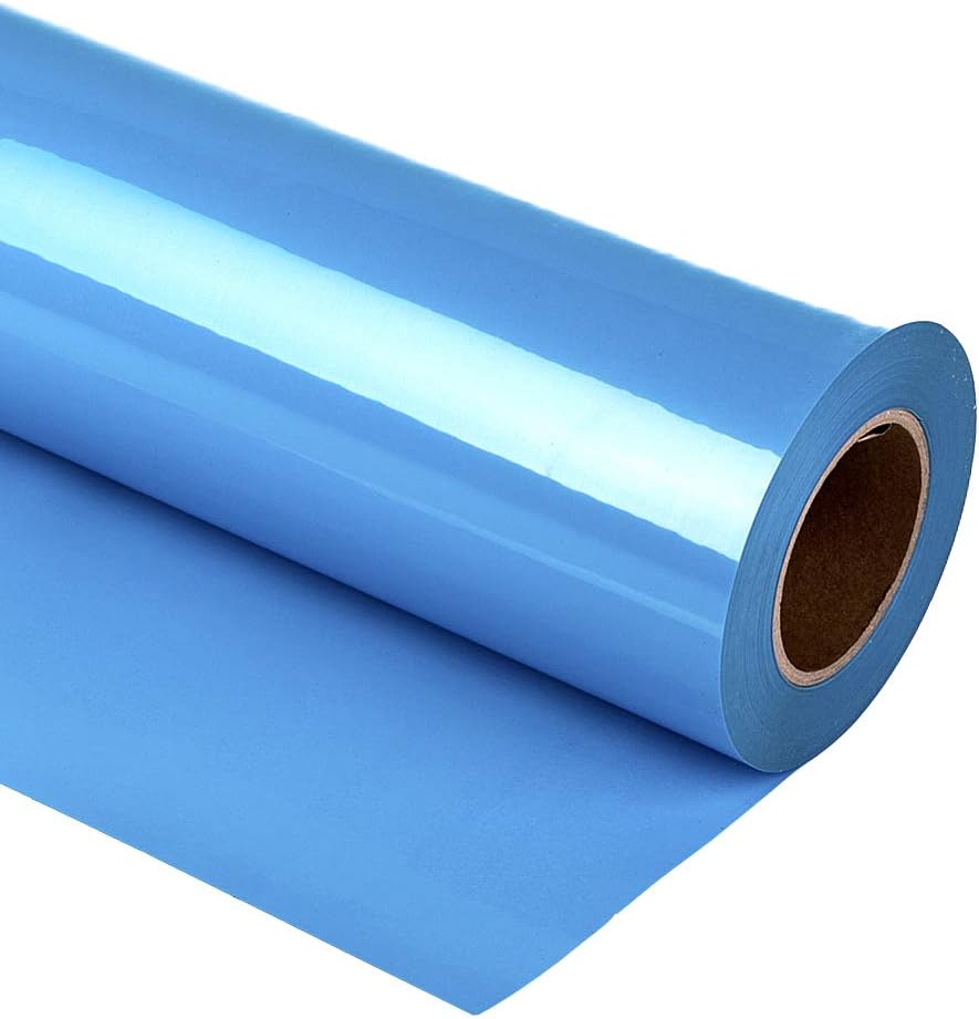 guangyintong Heat Transfer Vinyl Sky Blue HTV Rolls, 12" x 12ft Sky Blue Iron on Vinyl for T-Shirts, Matte Surface Sky Blue HTV Vinyl for All Cutter Machine Easy to Cut & Weed for HTV DIY Design