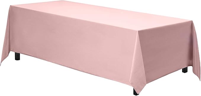 Gee Di Moda Rectangle Tablecloth - 90 x 132 Inch Pink Table Cloth for 6 Foot Tables with Floor-Length Drop - Heavy Duty Washable Fabric for Holiday Party, Dinner, Weddings & Baby Shower