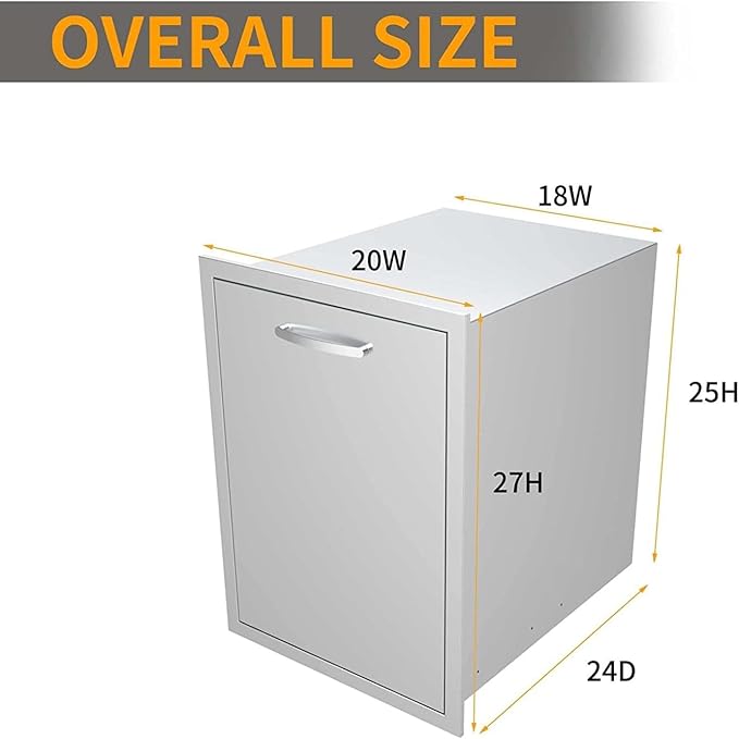 Outdoor Kitchen Drawers, Box Frame Style Flush Mount BBQ Drawer w/Stainless Steel Handle, BBQ Island Drawers For Patio Grill Station,Trash Drawer