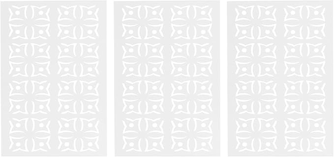 75" H×35" W Decorative Outdoor Privacy Screen with Stand, Outdoor Decor Privacy Fence Screen Metal Fence Panels, Free Standing Metal Divider for Patio Lawn Deck (White-Orchid)