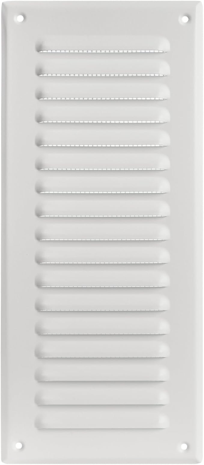 Square Ventilation Grille / 3" x 10" Inch Inside Measurement/White Metal Air Vent Louver - Inside/Outside use / 5" x 11.5" Inch Outer Measurement