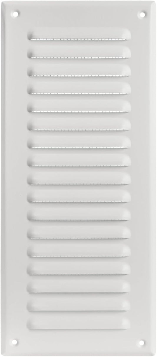 Square Ventilation Grille / 3" x 10" Inch Inside Measurement/White Metal Air Vent Louver - Inside/Outside use / 5" x 11.5" Inch Outer Measurement