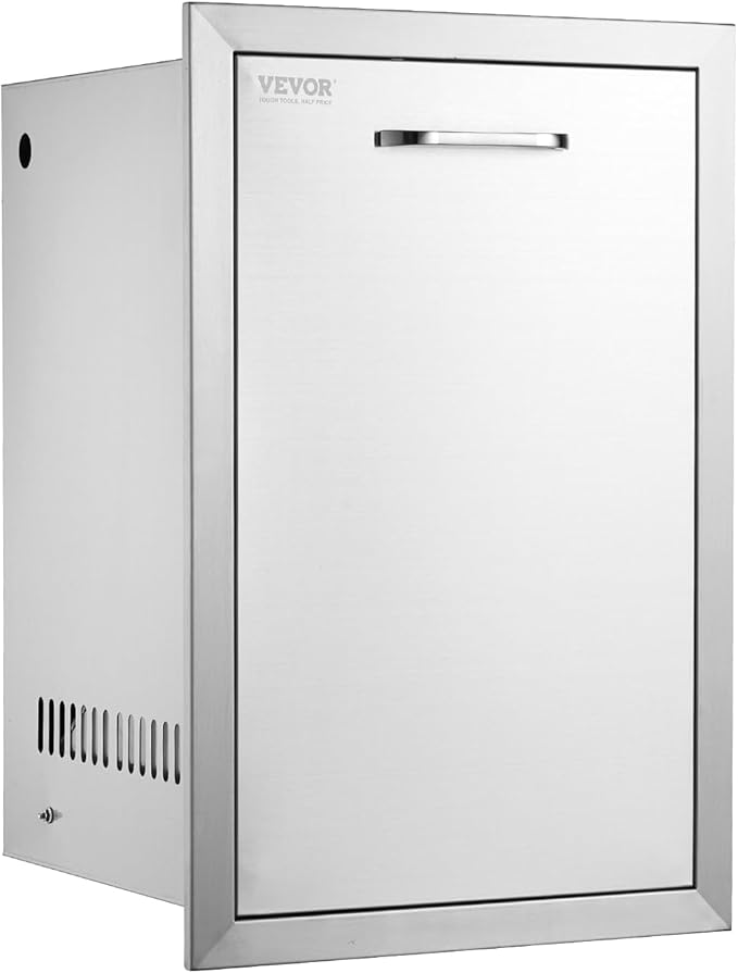 VEVOR Outdoor Kitchen Trash Drawer 16Wx22Hx16 D, Propane Tank Drawer, Stainless Steel Pull Out Trash with Handle, Outdoor Kitchen Cabinets Can Pull Out, BBQ Island Bin