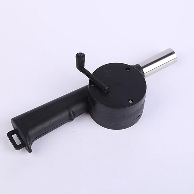 Manual Bbq Air Blower Hand Crank Fan Portable Campfire Bellows for Outdoor Grilling and Camping Fire Pits Black Metal Handheld Grill Accessory