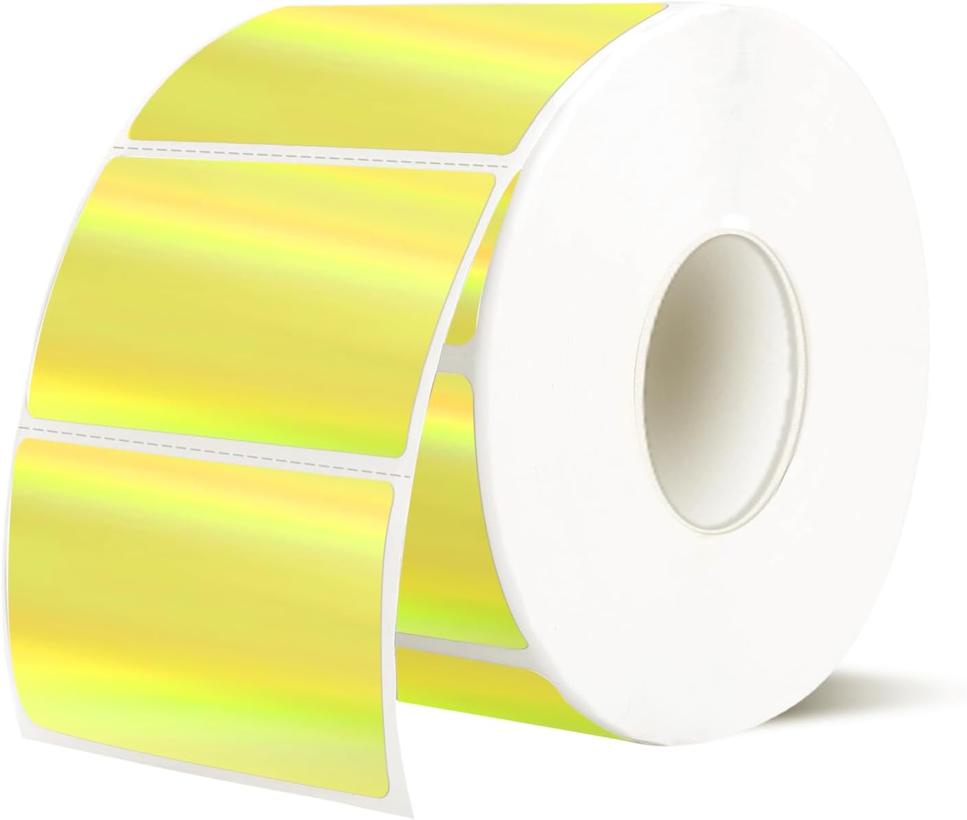 2.25"x1.25" Direct Thermal Labels, Holographic Thermal Printer Labels for Barcode, Self-Adhesive Address Shipping Thermal Label Stickers-1 Roll, 300 Labels, Holographic Yellow