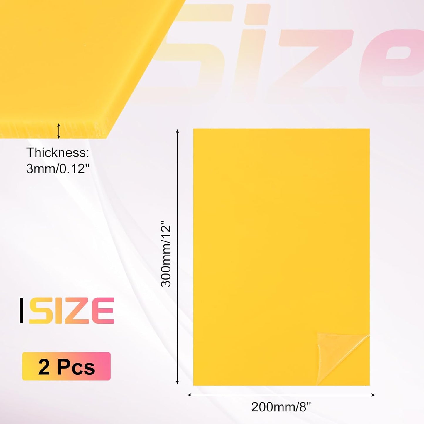 uxcell 2Pcs Acrylic Sheets 12x8 Inch Acrylic Panel 1/8 Inch-3mm Plastic Board for Picture Frames Sign Holders DIY Display Projects Craft, Yellow