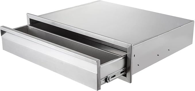Outdoor Kitchen Drawer, 30" W x 6.5" H x 23" D Stainless Steel BBQ Single Drawer with Clapboard, BBQ Island Drawers for Outdoor Kitchens or Patio Grill Station