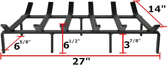 SteelFreak Heavy Duty Steel Fireplace Grate - Made in The USA (27 Inch)