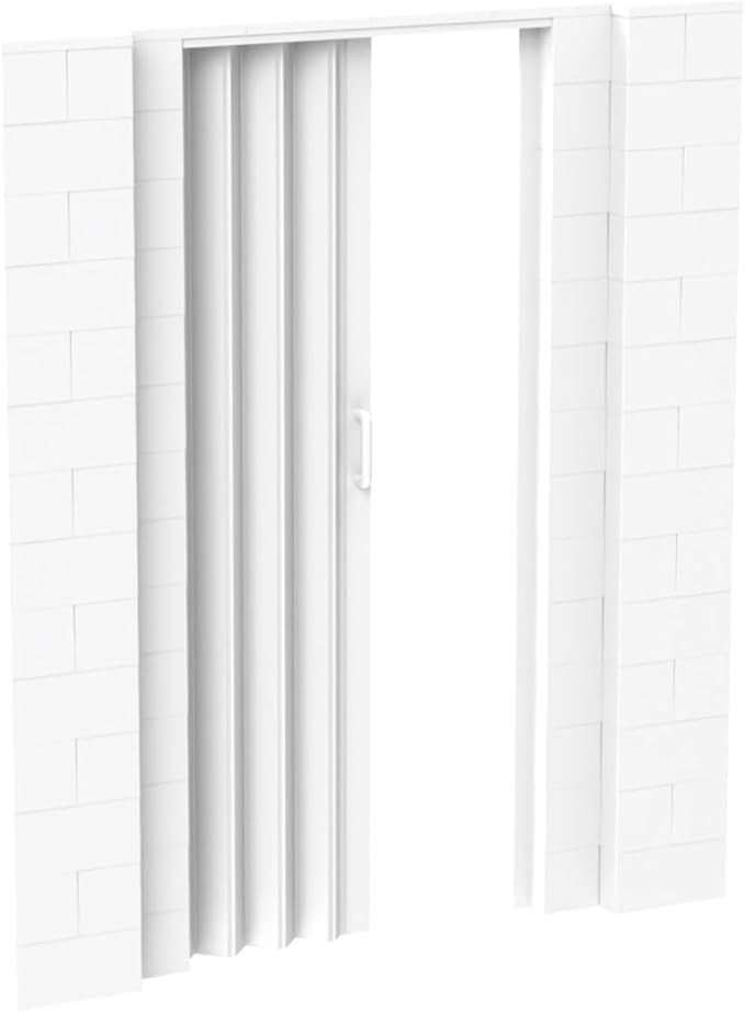 EverBlock 6’ x 7’ Wall Kit with Accordion Door | 3’ x 7’ Doorway | Modular Building Blocks | Wall Display System | Room Divider & Partition | Easy to Connect & Reuse | Indoor & Outdoor Use | White