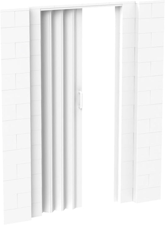 EverBlock 6’ x 7’ Wall Kit with Accordion Door | 3’ x 7’ Doorway | Modular Building Blocks | Wall Display System | Room Divider & Partition | Easy to Connect & Reuse | Indoor & Outdoor Use | White