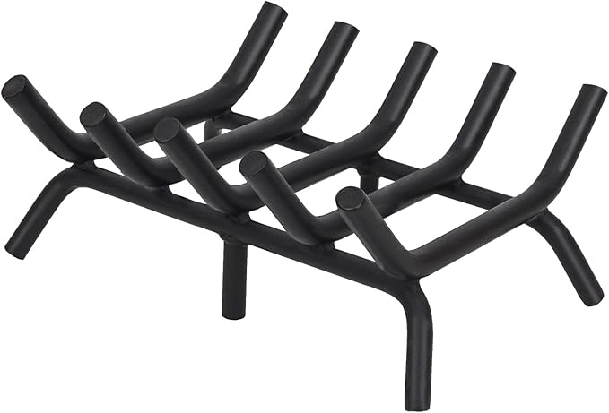 STBoo Fireplace Grate 17inch Heavy Duty - Fireplace Log Holder | Fire Place Grate Cast Iron | Wood Stove Wrought Rack | Firewood Log Fire Pit Tray for Indoor & Outdoor Kindling Tool Camping Cooking