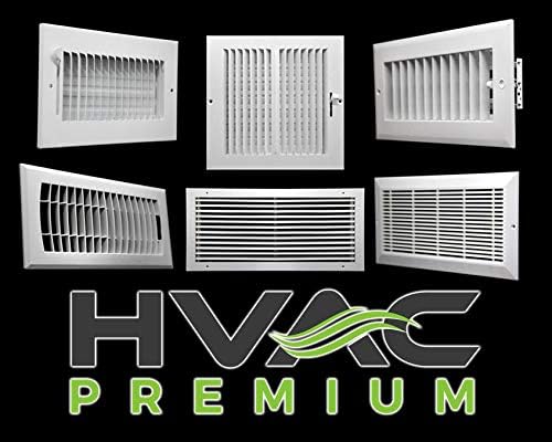 HVAC Premium 14"w X 6"h Adjustable AIR Supply Diffuser - HVAC Vent Cover Sidewall or Ceiling - Grille Register - High Airflow - Black [Outer Dimensions: 15.875"w X 8"h]