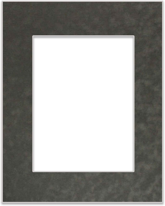 11x14 Mat Bevel Cut for 8.5x11 Photos - Acid Free Dark Grey Suede Precut Matboard - For Pictures, Photos, Framing - 4-ply Thickness