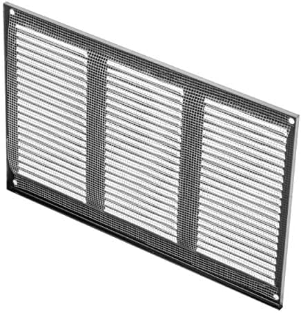 Repa Market 12x8 Inch Air Vent Cover/Black Galvanized Steel Louvered Grill Cover with Mesh Screen/Wall or Ceiling Vent/Durable Flush Mount HVAC Register for Indoor and Outdoor Ventilation