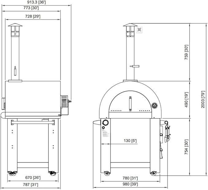 KOSTCH 32.5 inch Wood Fired and Propane Gas Pizza Oven for Outdoor Kitchen in Stainless Steel, Large Pizza Oven for Outside, Yard and Party (Blue with Cover)