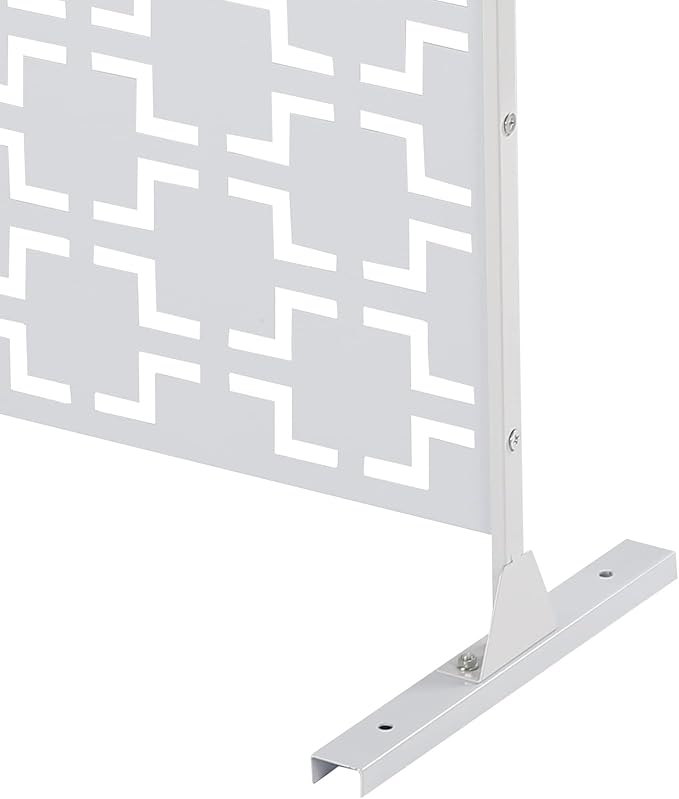 Metal Outdoor Privacy Screen,Freestanding Outdoor Divider Decorative Privacy Fence Screen,Freestanding Decorative Privacy Screen for Balcony Patio (White 6.2ft)