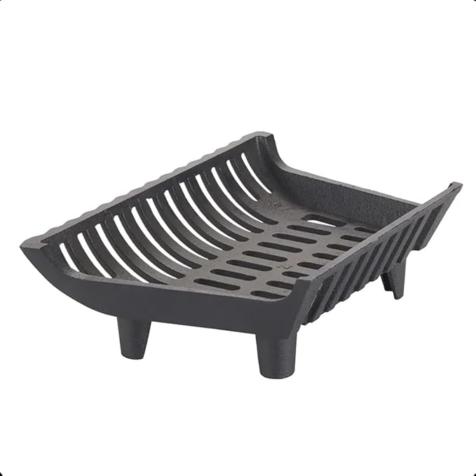 17 inch Fireplace Grate Heavy Duty, Cast Iron Fire Grate - 17" W x 11.5" D x 7" H