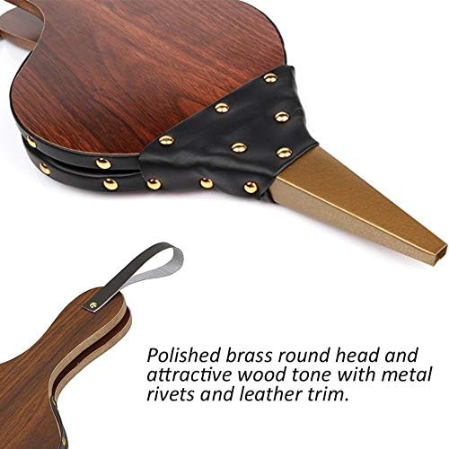 UNAOIWN Fireplace Bellows Large 17.0" x 7.6" Indoor Brown Wood Air Blower for Barbecue, Camping BBQ Grill Chimney Outdoor with Hanging Strap Cast Nozzle