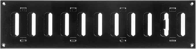 Vent Systems 16'' x 4'' Inch (Overall) Black Metal Air Vent Cover - Louvered Rectangular Return Grill with Built-in Protective Mesh Screen - HVAC Ventilation Grille for Kitchen, Bathroom, Home, Garage