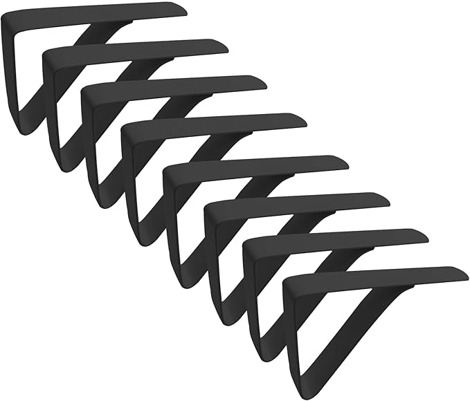 Large Tablecloth Clips Stainless Steel Rust Proof Table Cloth Clips Table Clips for Home, Restaurants, Picnic, Party, Dining Tables - Fits Up to 2.6 Inch Thick Tables 8pcs Black