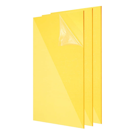 uxcell 3Pcs Acrylic Sheets 12x8 Inch Acrylic Panel 1/8 Inch-3mm Plastic Board for Picture Frames Sign Holders DIY Display Projects Craft, Clear Yellow