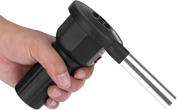BBQ Air Blower, Portable Handheld Electric Blower Electric Fireplace Bellows Battery Not Included for Outdoor Camping Picnic Charcoal Grill Barbecue