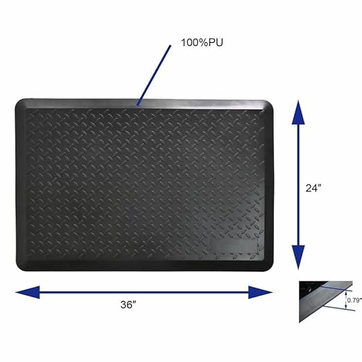 Lorell Workstation Mat, Polyurethane Foam, 36" x 25", Black