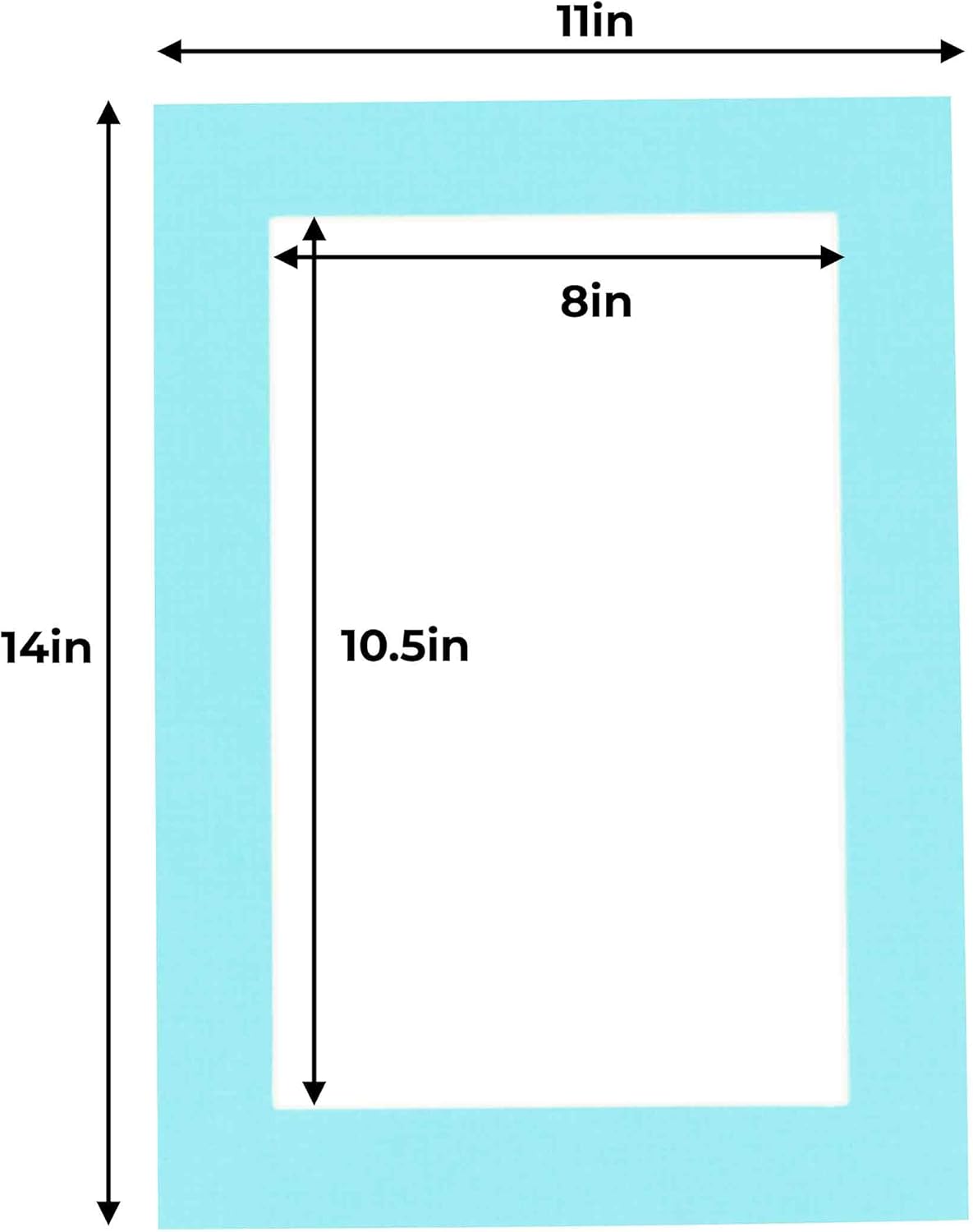 11x14 Mat for 8.5x11 Photo - Precut Aquamarine Blue Picture Matboard for Frames 11 x 14 Inches - Bevel Cut to Display Art 8.5 x 11 Inches - Acid Free Pack of 10 MATS with Backing Boards & Clear Bags