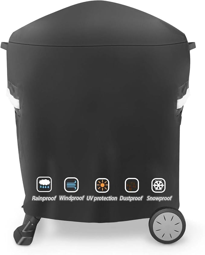 7113 Grill Cover for Weber Q Series, 600D Anti-Fade Compatible with Q100 Q120 Q1000 Q200 Q220 Q2000 2400 Q2200 Q1200 Gas Grills, Fits Weber 50060001 51060001 54060001 Waterproof Anti-Fade Grill Cover