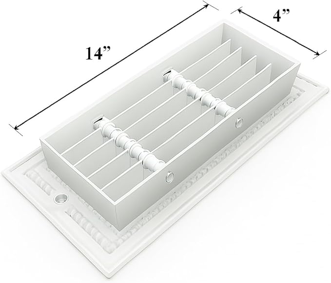 Premium 14" X 4" [Duct Opening] Linear Aluminum Bar Return Air Grille - White - White [Outer Dimensions: 16"W x 6"H] – for Ceiling, Wall Us