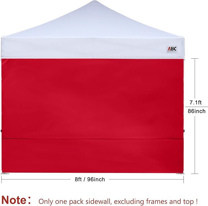 ABCCANOPY Instant Canopy SunWall 8x8 FT, 1 Pack Sidewall Only, No Frame or Top, Red