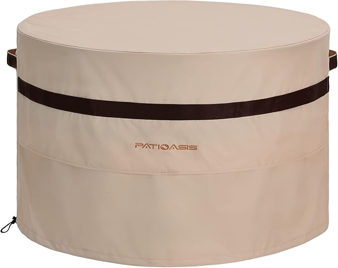 40 Inch Round Fire Pit Cover, Heavy Duty Waterproof 600D Outdoor Cover for Fire Bowl & Patio Table, 24 Inch High