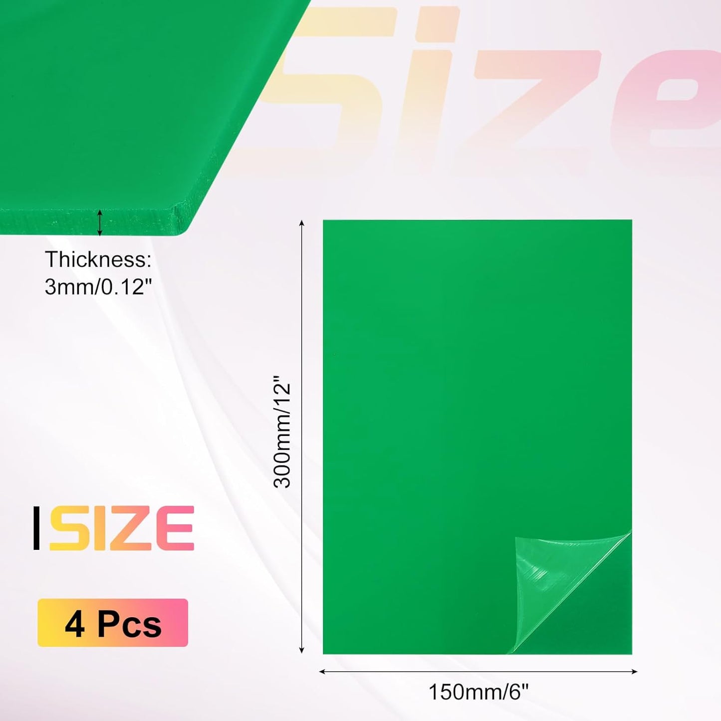 uxcell 4Pcs Acrylic Sheets 12x6 Inch Acrylic Panel 1/8 Inch-3mm Plastic Board for Picture Frames Sign Holders DIY Display Projects Craft, Green