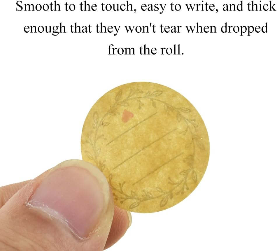 HAHIYO 1Inch 500Pcs Natural Brown Kraft Label Sticker Roll - Round, Blank, Permanent Adhesive Dot Sticker for Jar, Canning, Price Tag, Store Organization