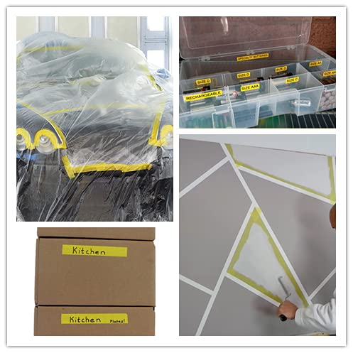 Yellow Painters Tape,1" x 60 Yards x 10 Rolls (600 Yards Total) - Medium Adhesive Masking Tape for Painting,Labeling,DIY Crafting,Decoration and School Projects