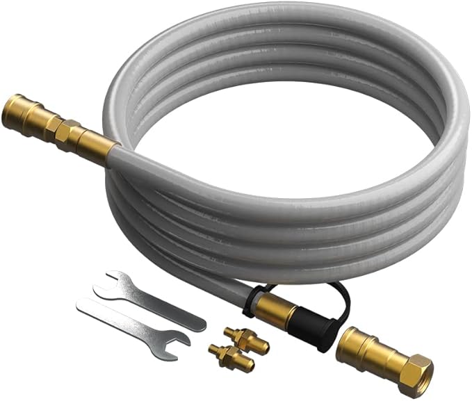 HALO Elite Griddle Natural Gas Conversion Kit (Compatible with 1B, 2B, 3B, 4B Models) | Wrenches, Hose Assembly | 10ft Solid Rubber Hose & Brass Construction | HZ-3001-B