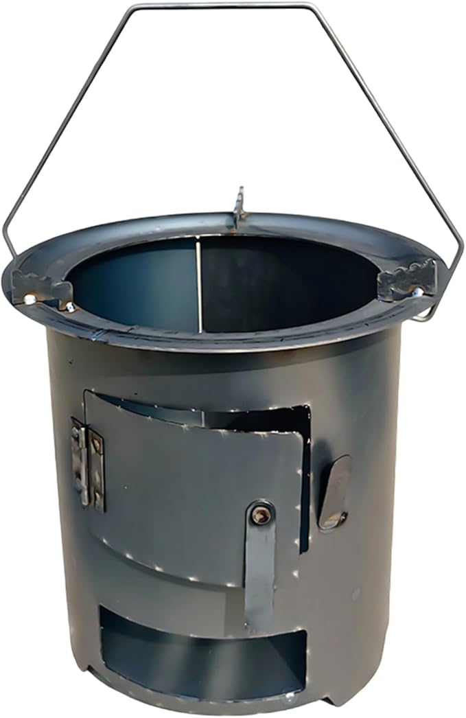 Rocket Stove Camping – Outdoor Wood Burner | Portable Outdoor Cookware With Grill And Tongs, Ideal For Survival, Backpacking, Hiking, RV Travel, Preparedness, Bonfires, Patio, Cooking Advent