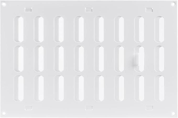 Vent Systems 12" x 8" Inch (Overall) White Metal Vent Cover - Durable Wall and Ceiling Adjustable Air Return Grille with Built-in Mesh Screen - HVAC Ventilation Duct Cover for Indoor and Outdoor Use