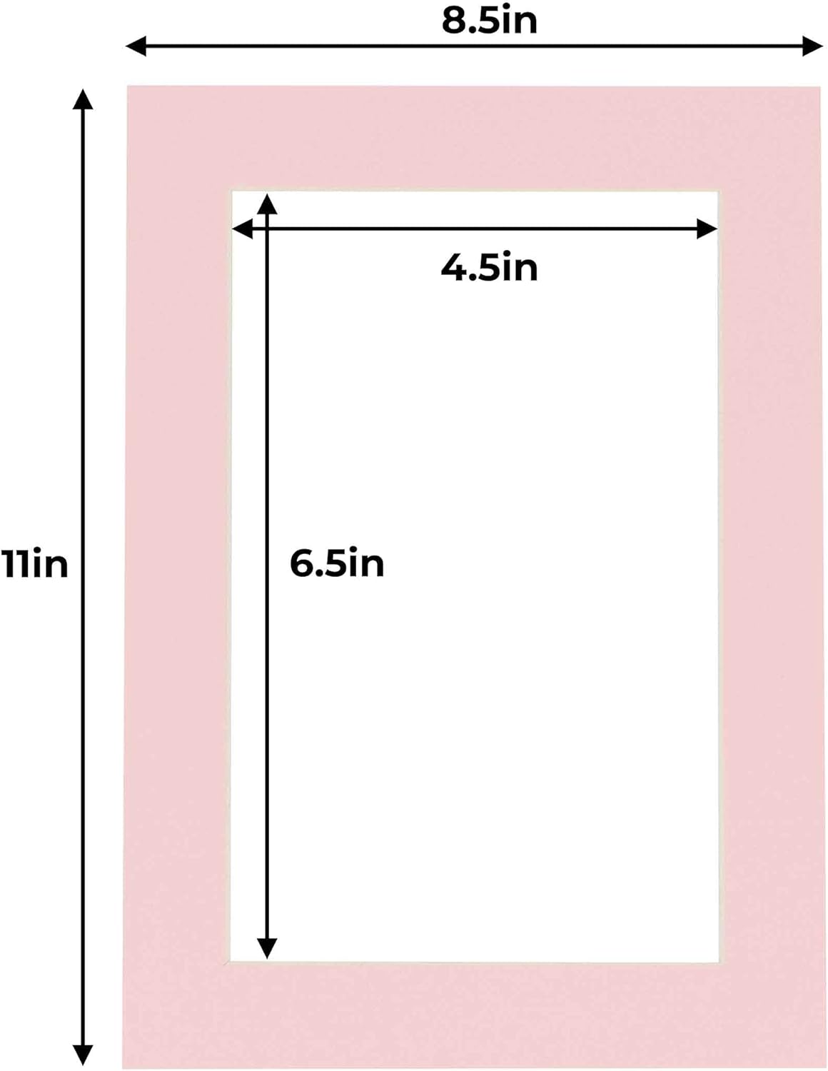 5x7 Mat for 8.5x11 Frame - Precut Mat Board Acid-Free Soft Pink 5x7 Photo Matte Made to Fit a 8.5x11 Picture Frame, Premium Matboard for Family Photos, Show Kits, Art, Picture Framing, Pack of 1 Mat