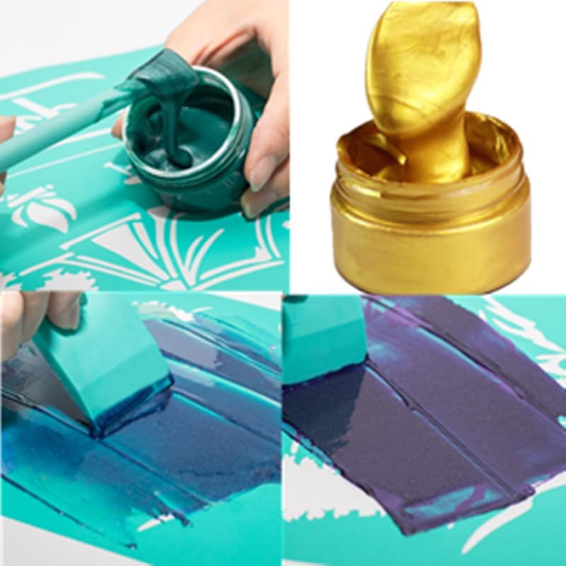 Shimmer Metallic Acrylic Paint Purple Metallic Chalk Paste 1.7oz/50ml, Ideal for Wood/T-Shirts/Glass/Stone, DIY Crafts Projects Glitter Pearlescent Golden Pigment Suitable for Beginners Artists