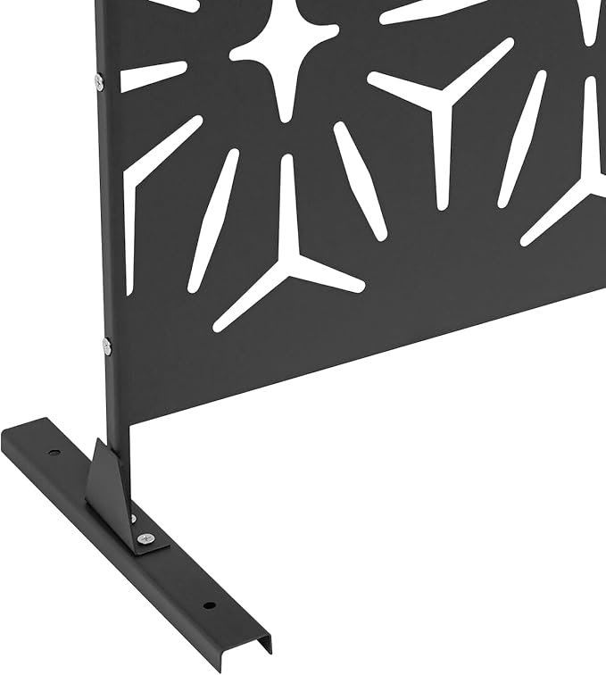 75" H×35" W Decorative Outdoor Privacy Screen with Stand, Outdoor Decor Privacy Fence Screen Metal Fence Panels, Free Standing Metal Divider for Patio Lawn Deck (Black-Small Rhombus)
