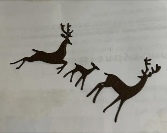 Lapoo Festivals Metal Cutting Die for Scrapbooking - Durable, Cut Stencils for DIY Scrapbook Photo Album Decorative Paper Card, Card Making Supplies, Embossing (Three Elk 2.4 x 1.9 in)